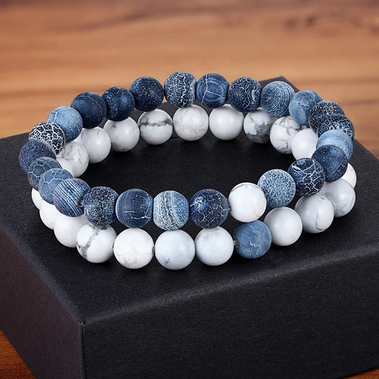 Luckacco XQNI Various Combination Styles Beaded Bracelets For Men & Women For Couples Jewelry Stretch Elastic Rope DIY Birthday Gift Box