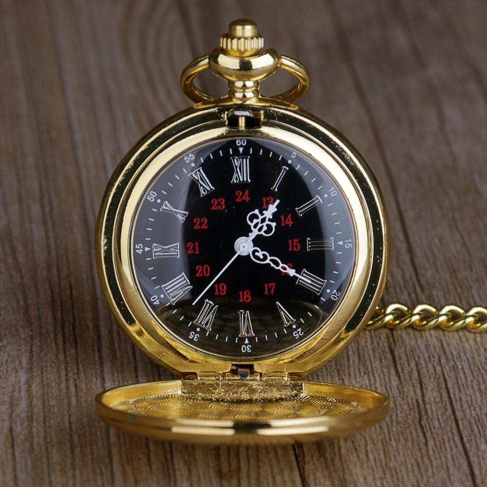 Gold Quartz Pocket Watch Fashion Steampunk Roman Numbers Display Men Women Gifts With Chain reloj de bolsillo - luckacco