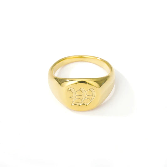 Luckacco Gothic A-Z Initial Signet Rings For Women Men Wedding Statement Anillos Best Friend Party Gift Jewelry