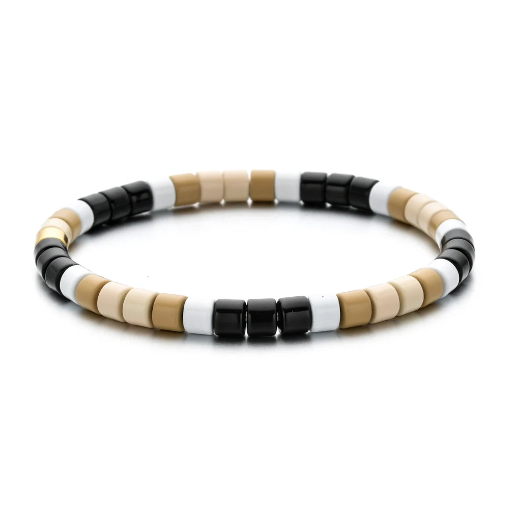 luckacco boho bohemian handmade charm summer new gold color bracelet tile beads friendship bracelet women gifts unisex fashion jewelry