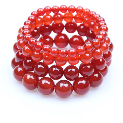 Luckacco Red Carnelian Coral Natural Stone Beads Elastic Beaded Bracelet Bangle Men Women Bracelets Jewelry Gifts 4mm 6mm 8mm 10mm 14mm