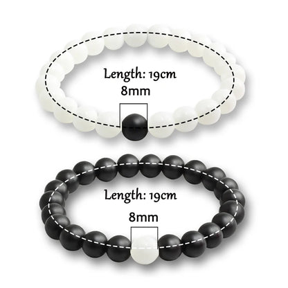 Luckacco Natural Stone Matching Couple Bracelet Distance Pink Black Beads For Men Women Strand Bracelets Bangles Yoga Lover Jewelry Gifts