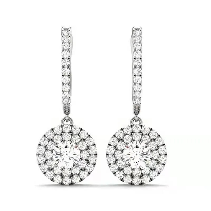 luckacco daily picks new wedding trend eternity earrings for women full bling cubic zirconia simple elegant lady's accessories classic jewelry