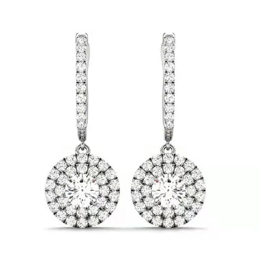Luckacco daily picks New Wedding Trend Eternity Earrings for Women Full Bling Cubic Zirconia Simple Elegant Lady's Accessories Classic Jewelry