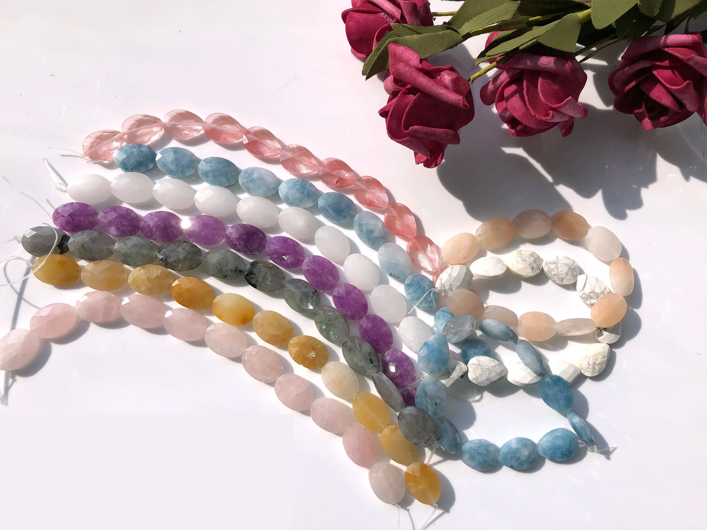 luckacco natural faceted turquoises agates jades snakeskin jaspers stone oval round shape bead for jewelry making diy bracelet accessorie