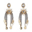 Vintage Ethnic Big Crystal Earring Long Drop Tassel Earrings For Women Wedding Statement Fashion Jewelry Female - luckacco