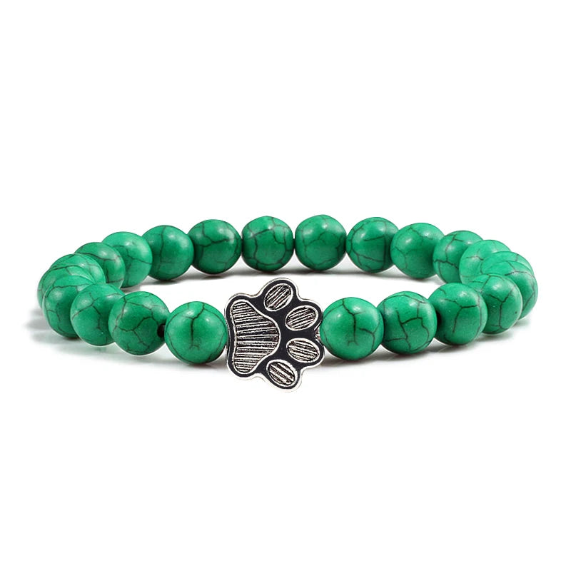 luckacco men natural black lava stone bracelet cat paw blue pine beaded bracelets bangles energy women yoga fashion couple jewelry gifts