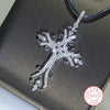 Luckacco 925 Silver Gothic Dark Style Cross Pendant Necklace Rock Punk Goth Fashion Necklaces For Women Men Jewellery Design Mystical Gif