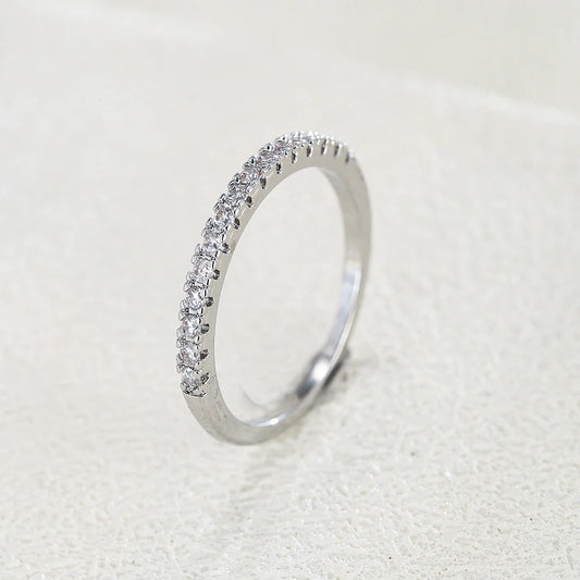 Luckacco Emmaya New Arrival Shiny Thin Ring With Tiny And Cute AAA Zirconia Three Colors Choice For Female Modern Style Party Fine Gift