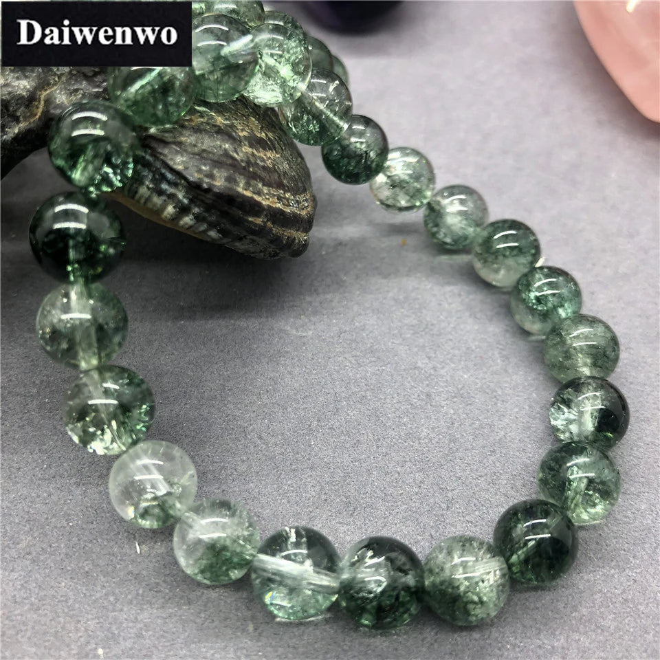 luckacco natural green crack phantom quartz beads bracelet charms for female 6-12mm