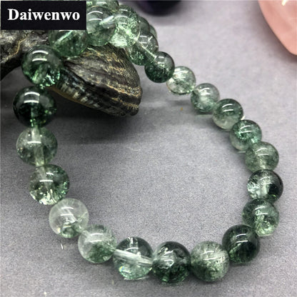 Luckacco Natural Green Crack Phantom Quartz Beads Bracelet Charms for Female 6-12mm