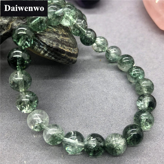 Luckacco Natural Green Crack Phantom Quartz Beads Bracelet Charms for Female 6-12mm