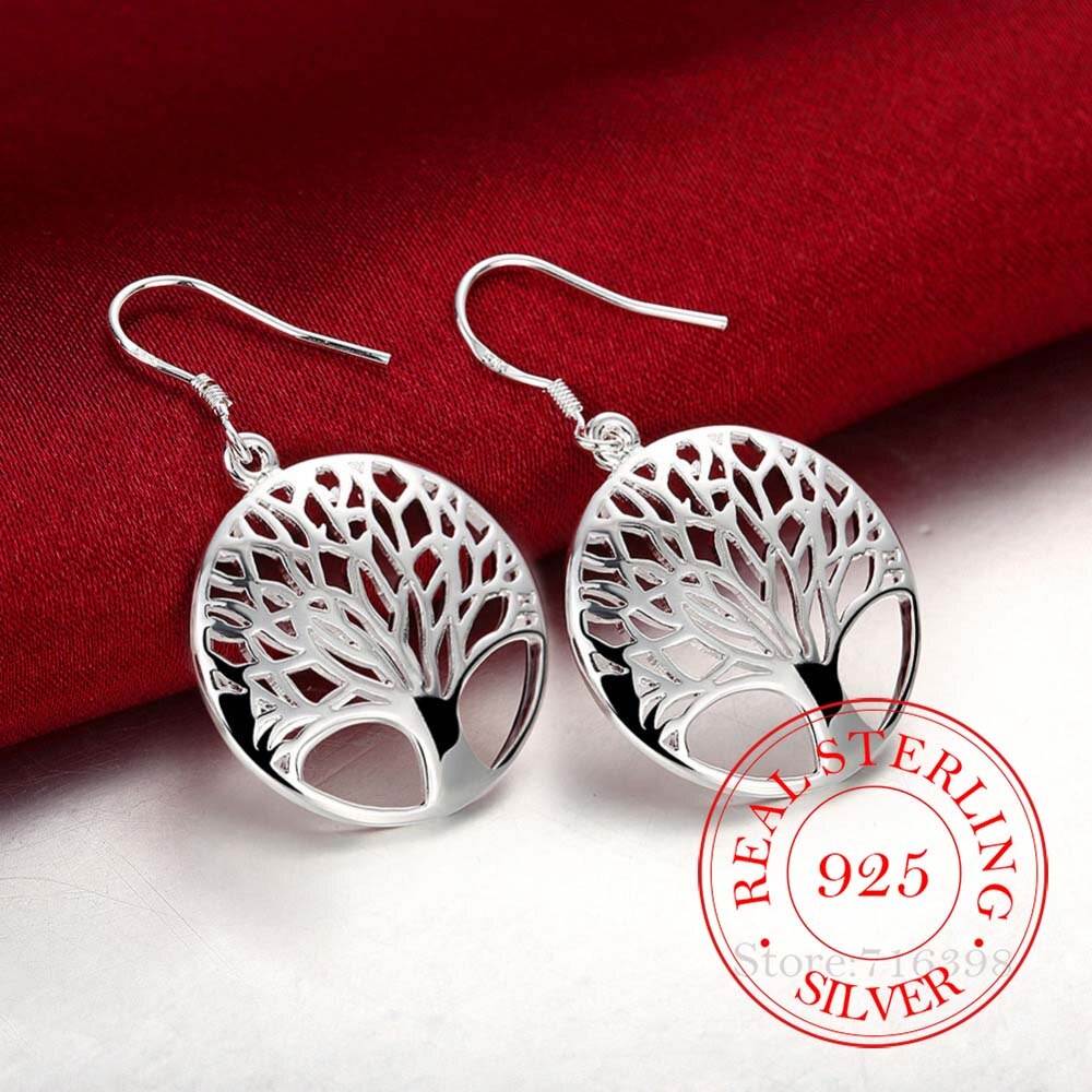 925 Sterling Silver Earring Korean Tassel Vintage Tree of Life Long Dangle Earrings For Women 2020 Engagement Wedding Jewelry - luckacco
