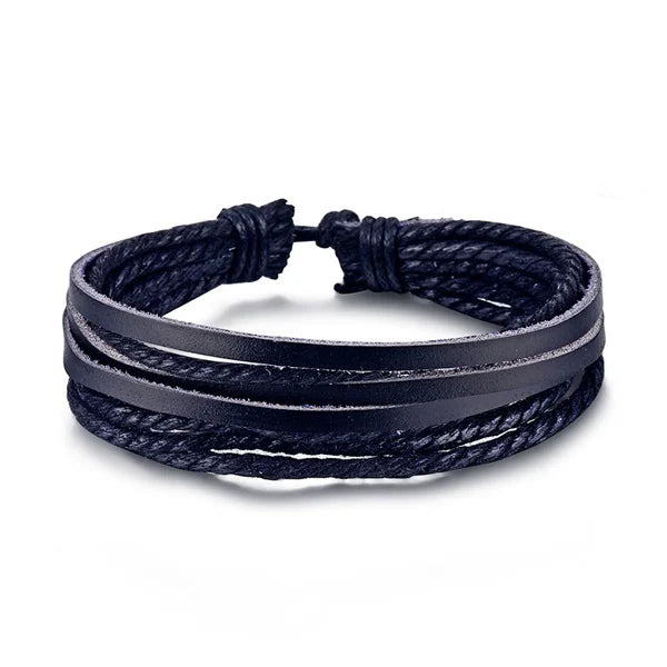 luckacco ifmia fashion beads leather wrap bracelet set men new design wristband multiple bracelets & bangles party wedding jewelry gifts