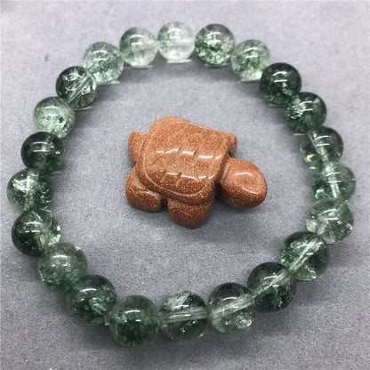 Luckacco Natural Green Crack Phantom Quartz Beads Bracelet Charms for Female 6-12mm