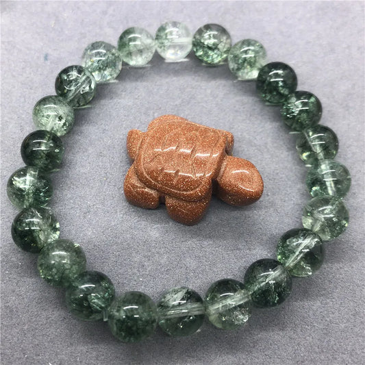 Luckacco Natural Green Crack Phantom Quartz Beads Bracelet Charms for Female 6-12mm