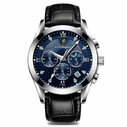 Luckacco POEDAGAR Men Watch New Top Brand Luxury Waterproof Luminous Sport Wristwatch Quartz Military Genuine Leather Relogio Masculino