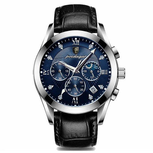 Luckacco POEDAGAR Men Watch New Top Brand Luxury Waterproof Luminous Sport Wristwatch Quartz Military Genuine Leather Relogio Masculino