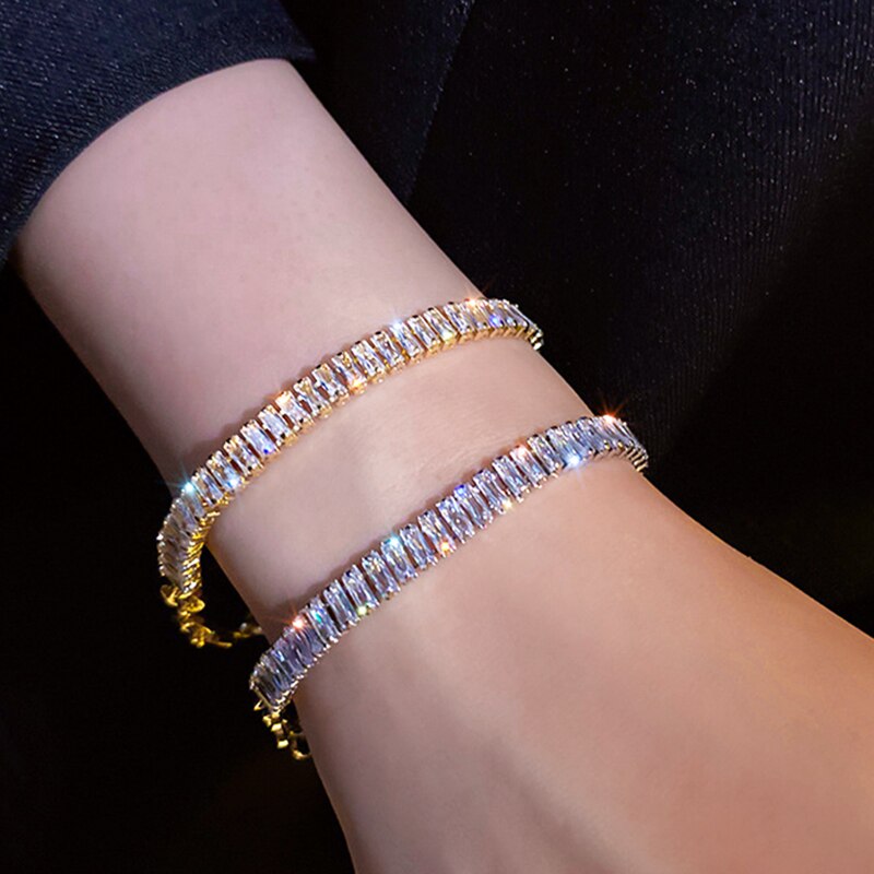 Trendy Exquisite Geometric Crystal Bracelet for Women High Quality Original Design Jewelry Bling AAA Zircon Wedding Party Hot - luckacco