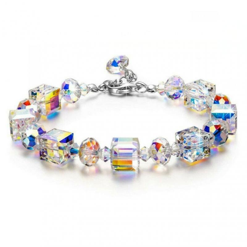 Northern Lights Bracelet Square Crystal Bracelet Exquisite Luxury Fashion Jewelry Women Girls Link Chain Bracelets - luckacco