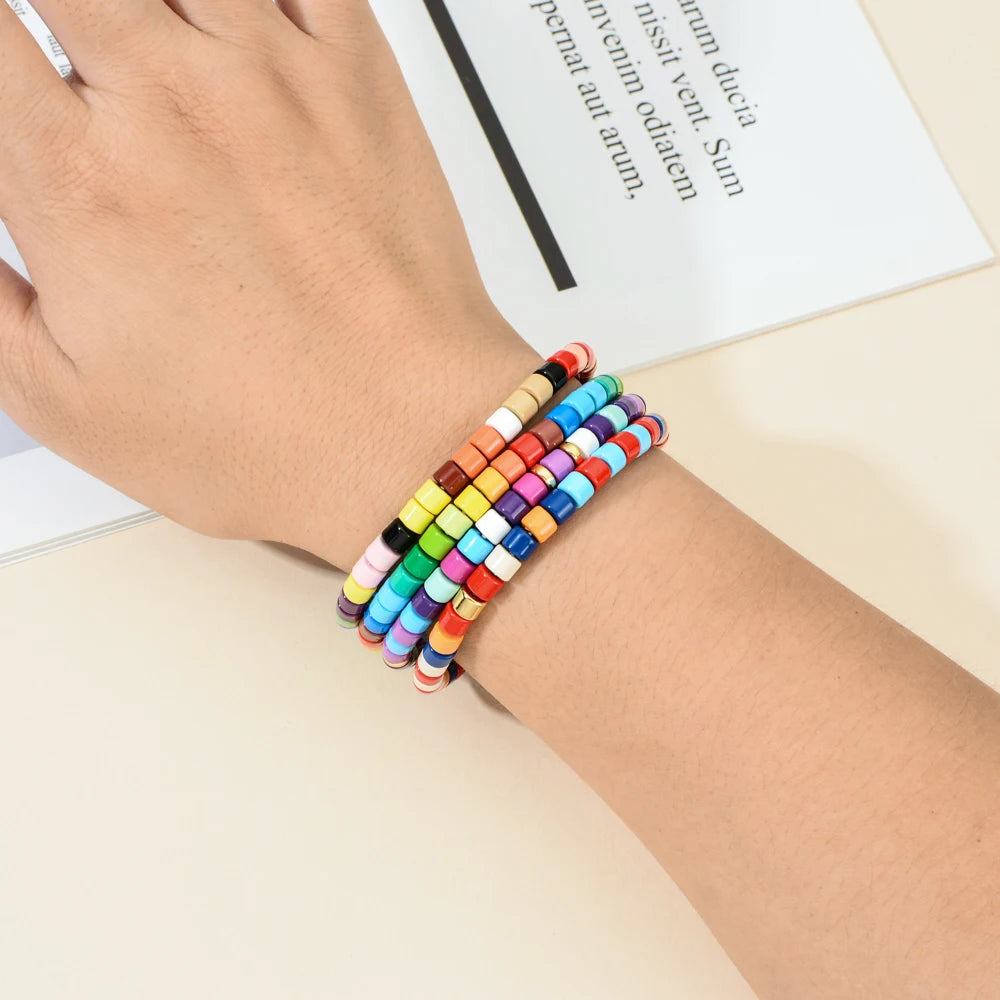 luckacco boho bohemian handmade charm summer new gold color bracelet tile beads friendship bracelet women gifts unisex fashion jewelry
