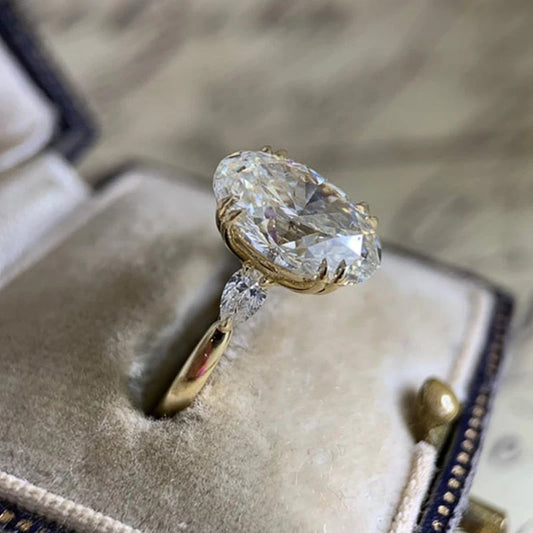 Luckacco daily picks Simple Oval Cubic Zirconia Wedding Bands Women's Ring Luxury Gold Color Engagement Rings Bright Fashion Jewelry