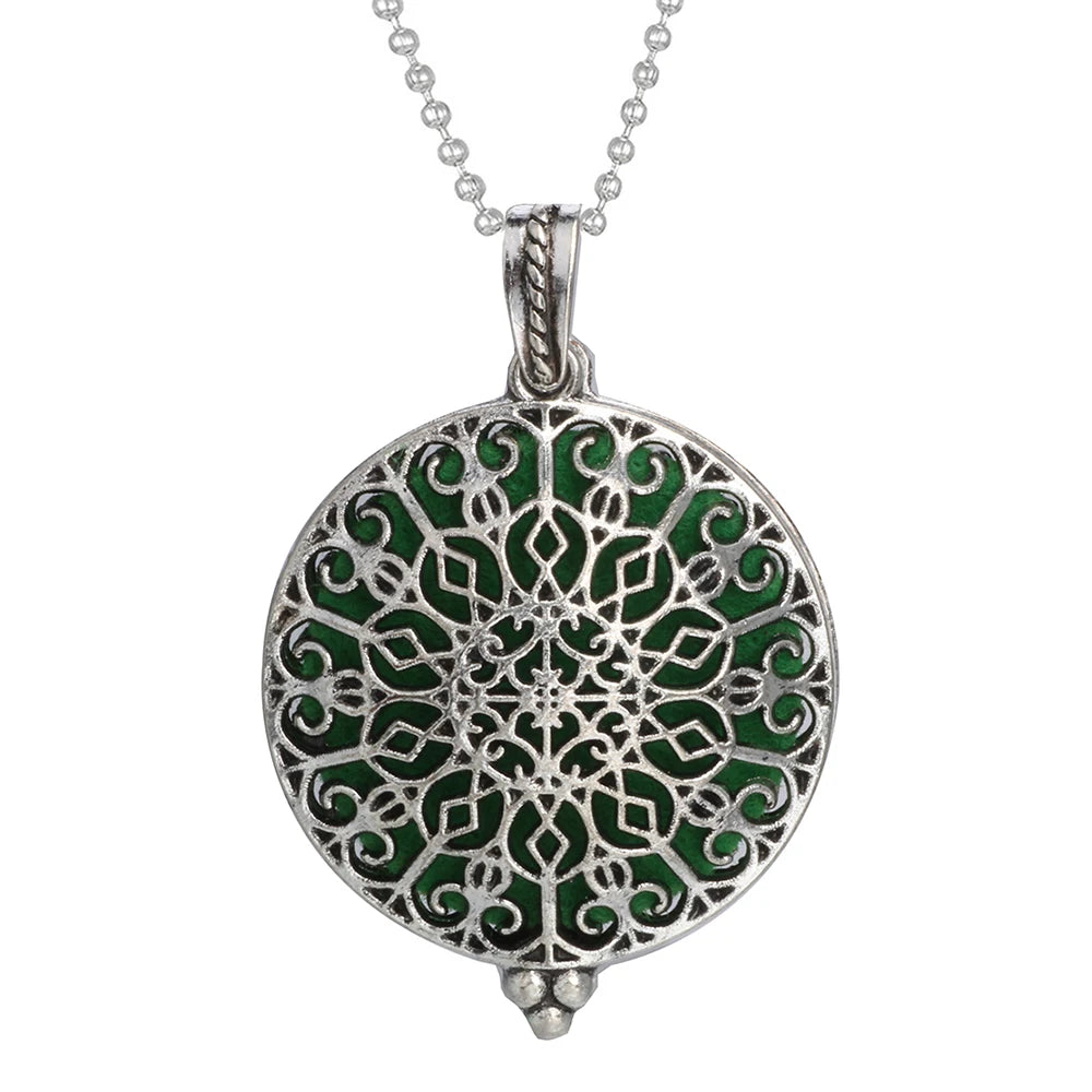 luckacco aromatherapy necklace tree of life diffuser jewelry vintage open locket pendant essential oil perfume aroma diffuser necklace