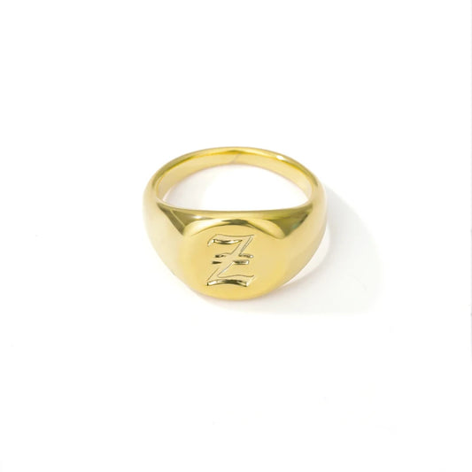 Luckacco Gothic A-Z Initial Signet Rings For Women Men Wedding Statement Anillos Best Friend Party Gift Jewelry