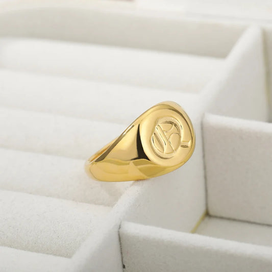 Luckacco Gothic A-Z Initial Signet Rings For Women Men Wedding Statement Anillos Best Friend Party Gift Jewelry