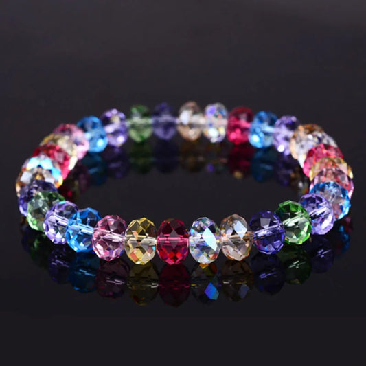 Luckacco New Artificial Austria Crystal Bracelet Fashion Shiny Stone Beads Elasticity Rope Strand Bracelets for Women Jewelry