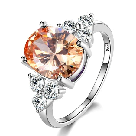 Luckacco 925 Sterling Silver Rings for Woman Luxury Blue Crystal Female Cubic Zirconia Women Sterling 925 Silver Colorful Zircon Ring
