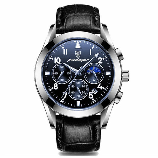 Luckacco POEDAGAR Men Watch New Top Brand Luxury Waterproof Luminous Sport Wristwatch Quartz Military Genuine Leather Relogio Masculino