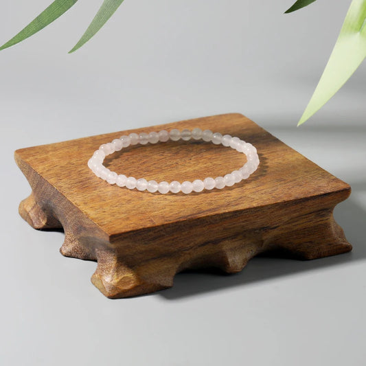 Luckacco 4MM Mini Rose Quartz Bracelet Energy Bracelets Tiny Bracelet Natural Stone Statement Bracelet Charm Beaded Couples Bracelets