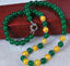 Golden Akoya Cultured Pearl/Green Jade Round Beads Gemstones necklace 18