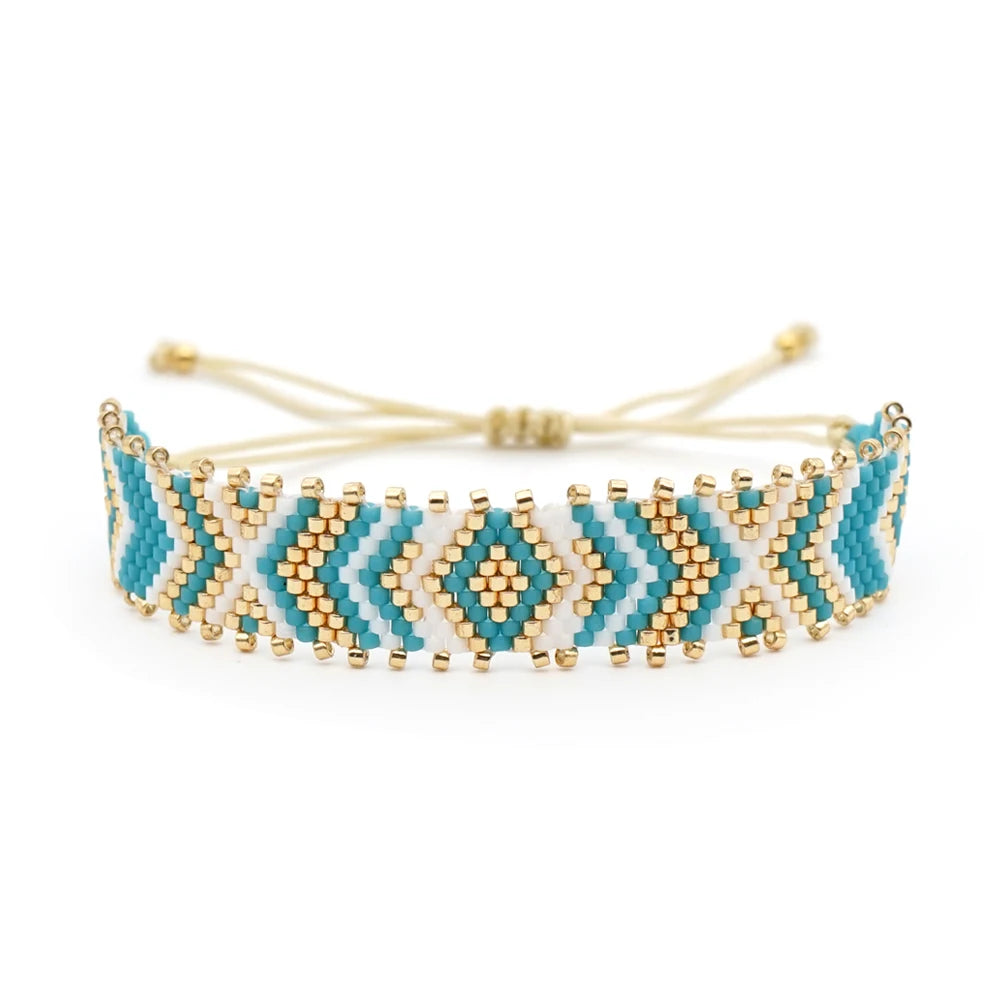 luckacco go2boho miyuki seed beads bracelet for women jewelry summer beach handmade woven pulsera friends gift turkish eye bracelets
