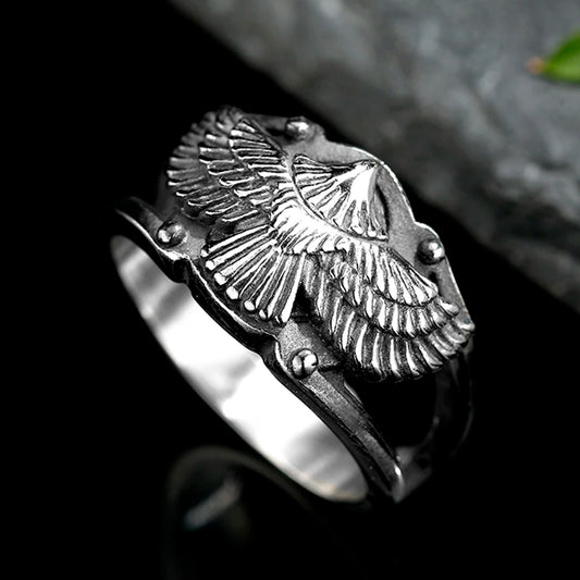 Luckacco Stainless Steel Men Animal Rings Flying Eagle Punk Rock Personality for Male Boyfriend Jewelry Creativity Gift Anel