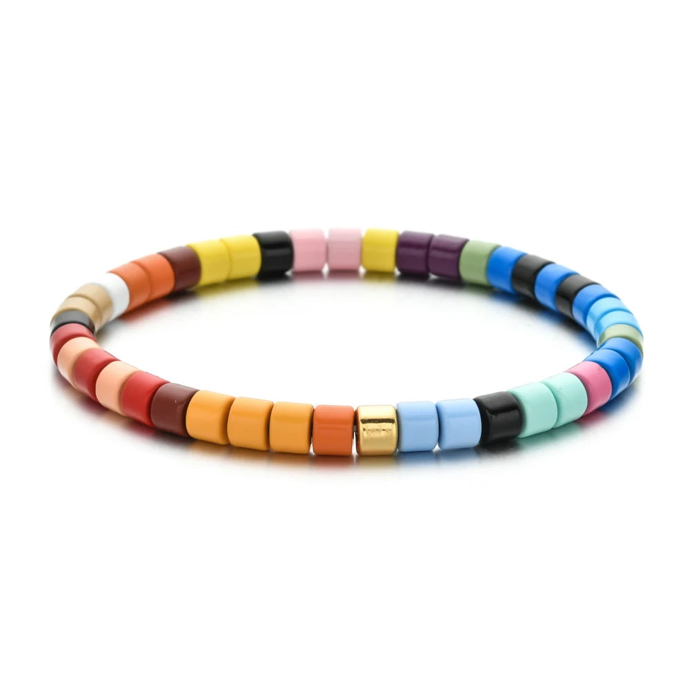 luckacco boho bohemian handmade charm summer new gold color bracelet tile beads friendship bracelet women gifts unisex fashion jewelry