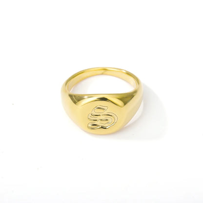 Luckacco Gothic A-Z Initial Signet Rings For Women Men Wedding Statement Anillos Best Friend Party Gift Jewelry