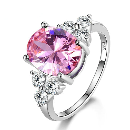 Luckacco 925 Sterling Silver Rings for Woman Luxury Blue Crystal Female Cubic Zirconia Women Sterling 925 Silver Colorful Zircon Ring
