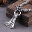 Stainless Steel Wolf Head with Handmade Chain Necklace thor's hammer mjolnir viking necklace  with wooden box as boyfriend gift - luckacco