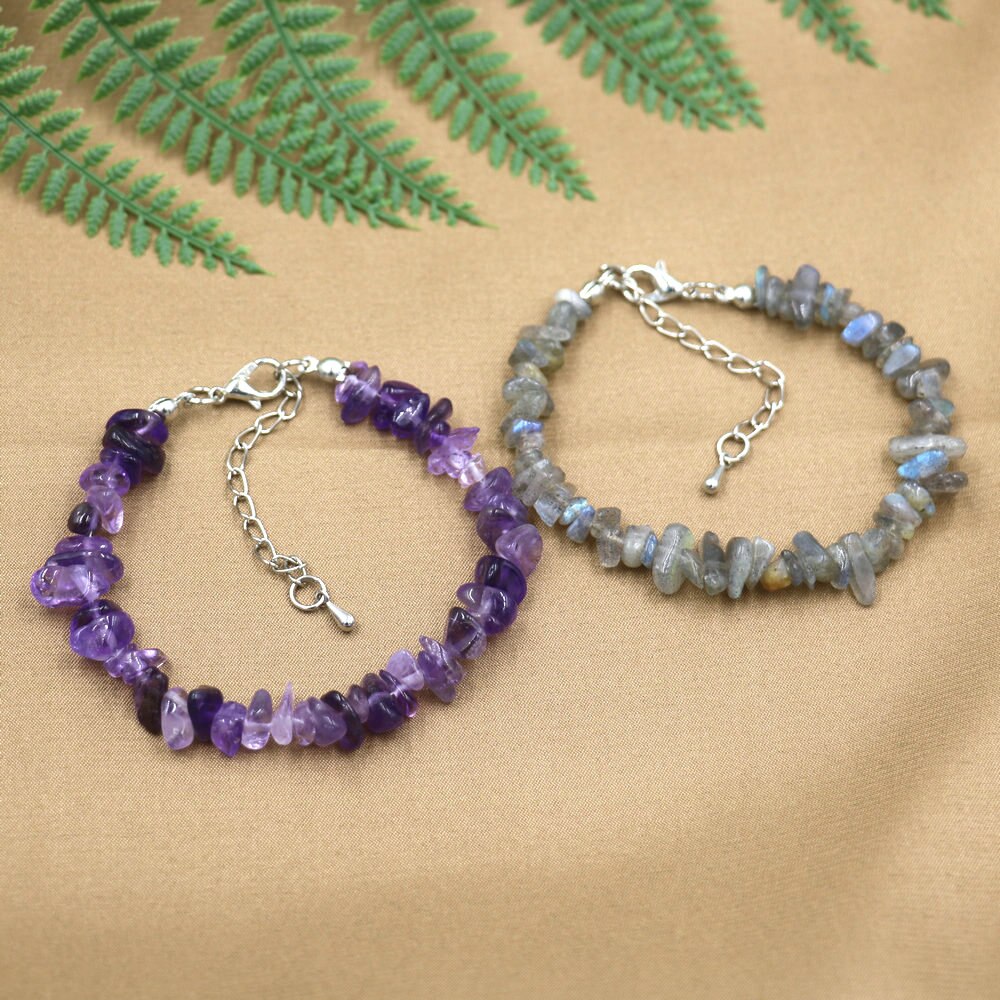 Top Grade Natural Amethyst Beads Bracelets For Women Crystal Chip Stone Bracelet Healing Energy Chakra Bracelet Handmade Jewelry
