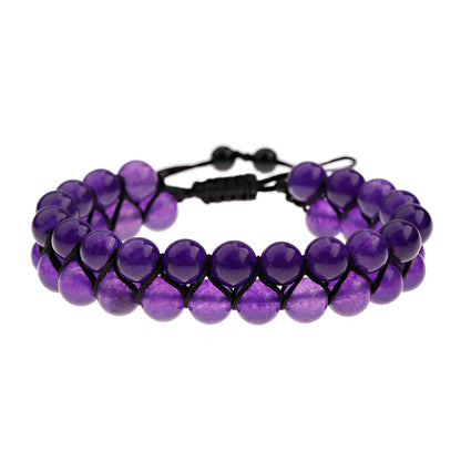 Luckacco Fashion Men Tiger Eye Natutal Stone Beaded Braided Bracelet Bangles Handmade Double Layer Lapis Lazuli Bracelets Hommes