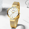 Luckacco Golden Wristwatch Mesh Ladies Watches Luxury Brand CURREN Elegant Simple Quartz Watch Women's Bracelet Clock Female Reloj mujer