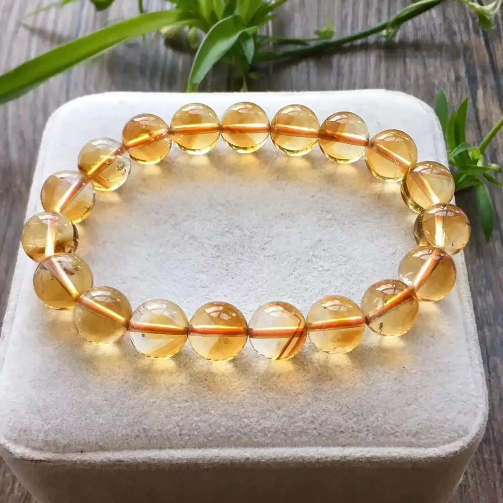 luckacco genuine natural citrine yellow gemstone round beads bracelet 8mm 9mm 10mm 11mm 12mm brazil wealthy stone women men aaaaa
