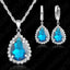 Top Quality  Wedding Jewerly Set Sweety Necklace Earrings18 inch 925 Sterling Silver Needle Necklace Chains Crystal Earring Sets - luckacco