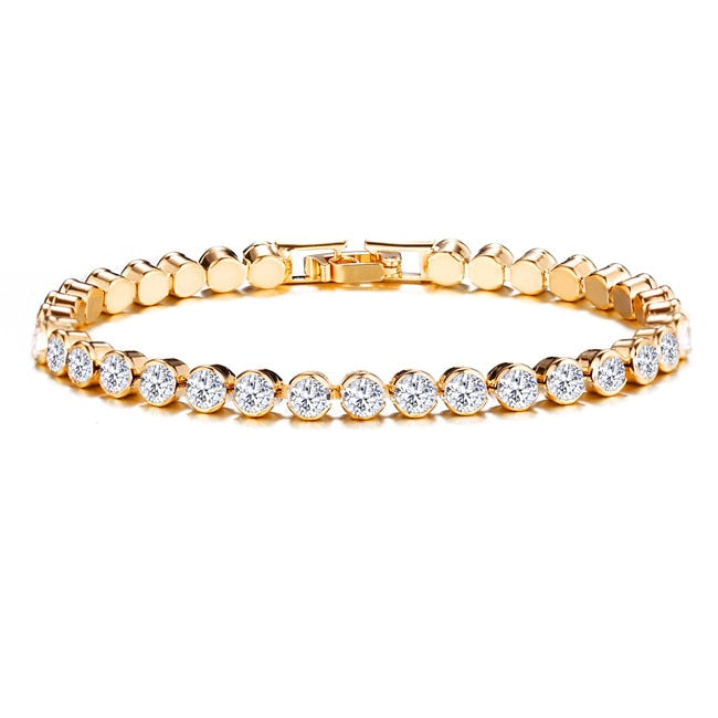 DIEZI Korean Luxury Crystal Bracelet For Women Wedding Gift Gold Silver Color Metal Roman Chain Bracelets Bangles Jewelry - luckacco