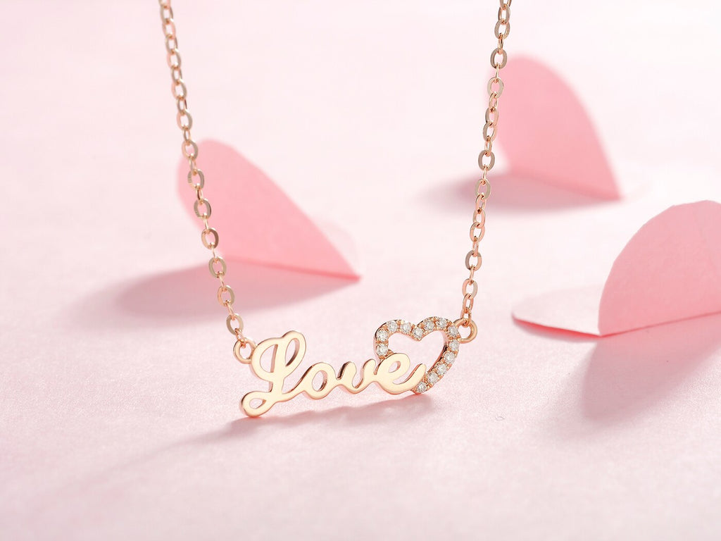 18K Gold Diamond Necklace Pendant Love Heart Lock Chain Charm Women's Gift Real Natural Wedding Party Jewelry Hot Sell New 2023 - luckacco
