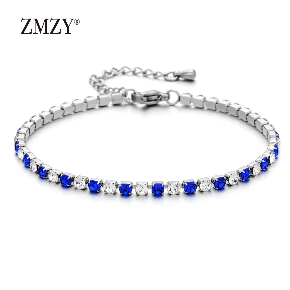luckacco shop's pick 3mm micro pave zircon tennis bracelet for women new men bracelet homme stainless steel jewelry accessories