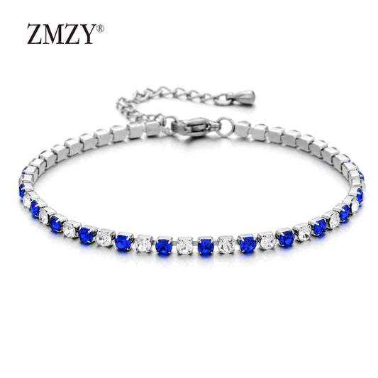 Luckacco shop's pick 3mm Micro Pave Zircon Tennis Bracelet for Women New Men Bracelet Homme Stainless Steel Jewelry Accessories