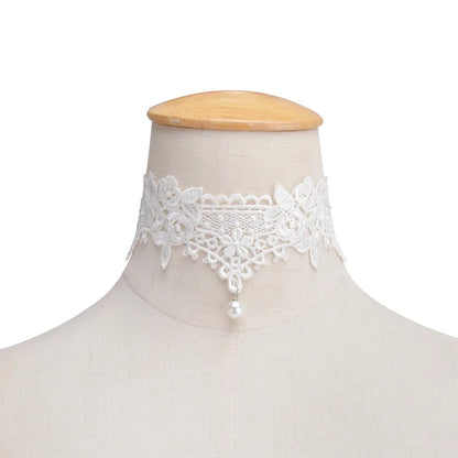 Luckacco 2019 New Choker Necklaces Pearl Gland Tatouage Choker Collier Noir Dentelle Choker Collier Vintage Bijoux Jewelry